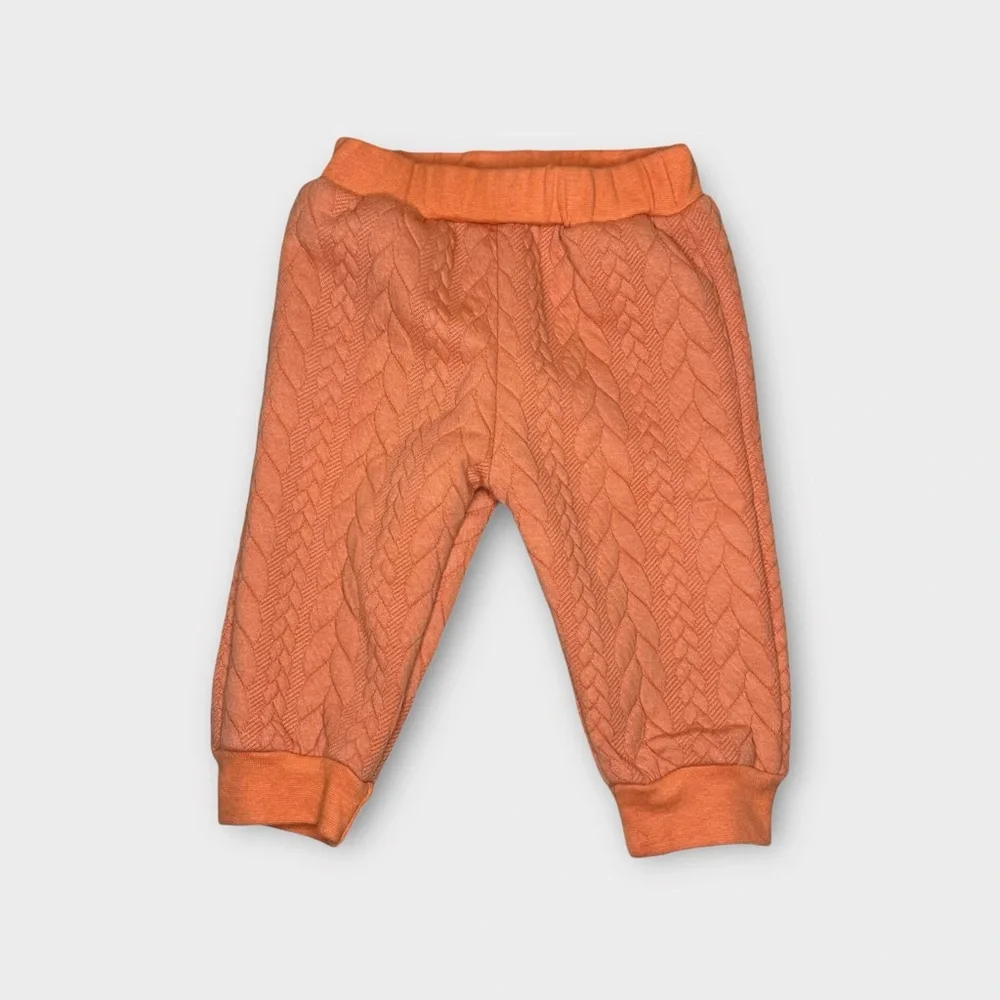 Shein 2 Piece Quilted Orange Cream Sweater & Jogger Set